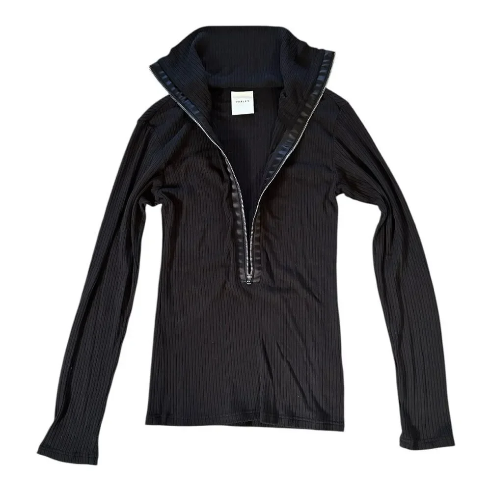 Varley Luella Fitted Half-Zip Pullover Size Small / Black Ribbed